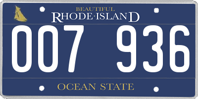 RI license plate 007936