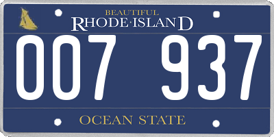 RI license plate 007937