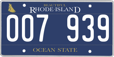 RI license plate 007939