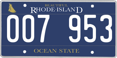 RI license plate 007953