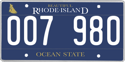 RI license plate 007980