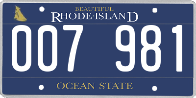 RI license plate 007981