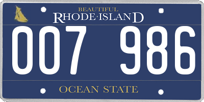 RI license plate 007986