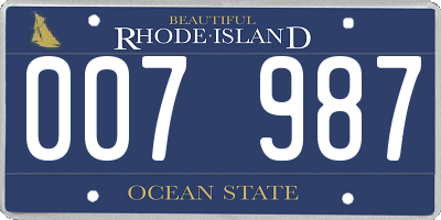 RI license plate 007987