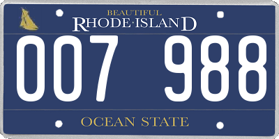 RI license plate 007988
