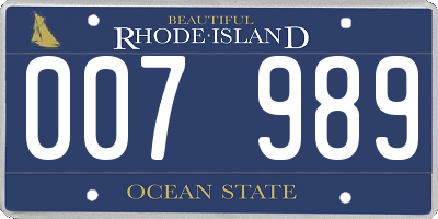 RI license plate 007989