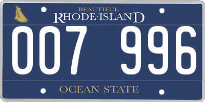 RI license plate 007996