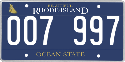 RI license plate 007997