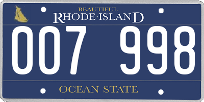 RI license plate 007998