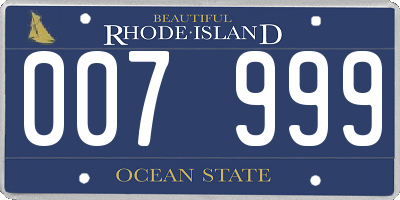 RI license plate 007999