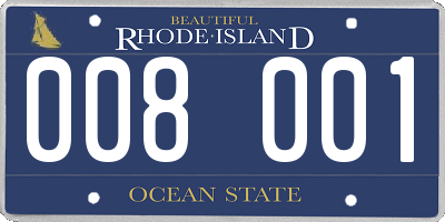 RI license plate 008001