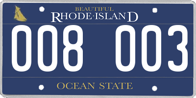 RI license plate 008003