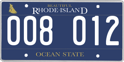RI license plate 008012