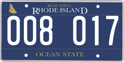 RI license plate 008017
