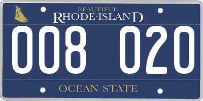 RI license plate 008020