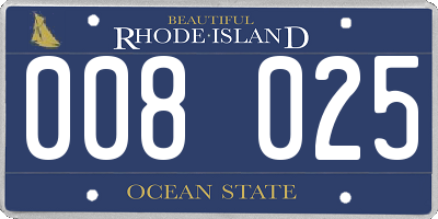 RI license plate 008025