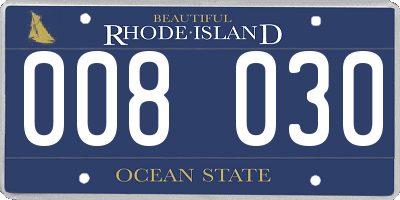 RI license plate 008030
