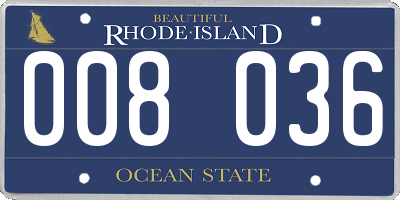 RI license plate 008036