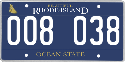 RI license plate 008038