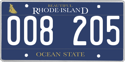 RI license plate 008205