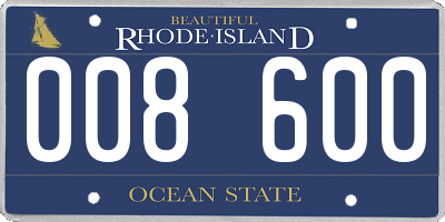 RI license plate 008600