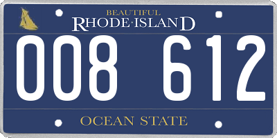 RI license plate 008612