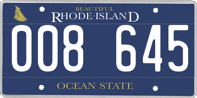 RI license plate 008645