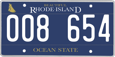 RI license plate 008654