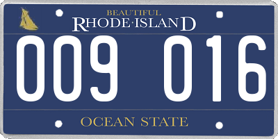 RI license plate 009016