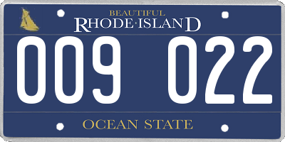 RI license plate 009022