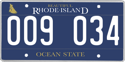 RI license plate 009034