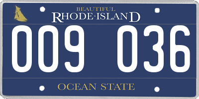 RI license plate 009036