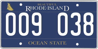 RI license plate 009038