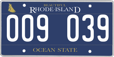 RI license plate 009039