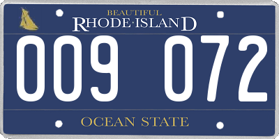 RI license plate 009072