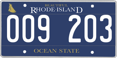 RI license plate 009203