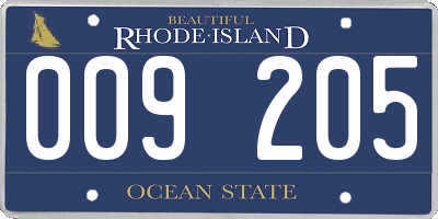 RI license plate 009205