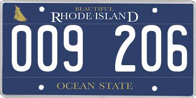 RI license plate 009206