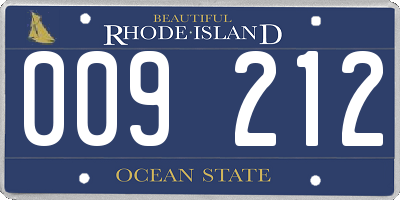 RI license plate 009212