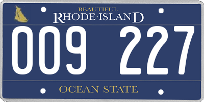 RI license plate 009227