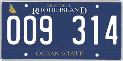 RI license plate 009314