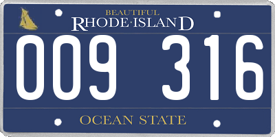 RI license plate 009316