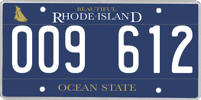 RI license plate 009612