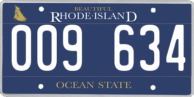 RI license plate 009634