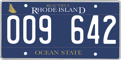 RI license plate 009642