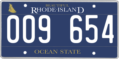 RI license plate 009654