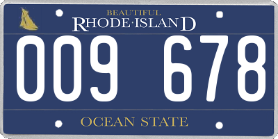 RI license plate 009678