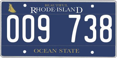 RI license plate 009738