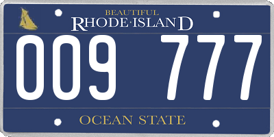 RI license plate 009777