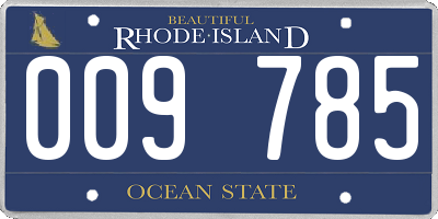 RI license plate 009785